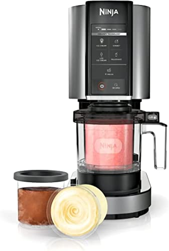 Ninja NC300 CREAMi Ice Cream Maker, 5 One-Touch Programs, with (2) Pint Containers & Lids, Compact Size, Perfect for Kids, Silver (Renewed)